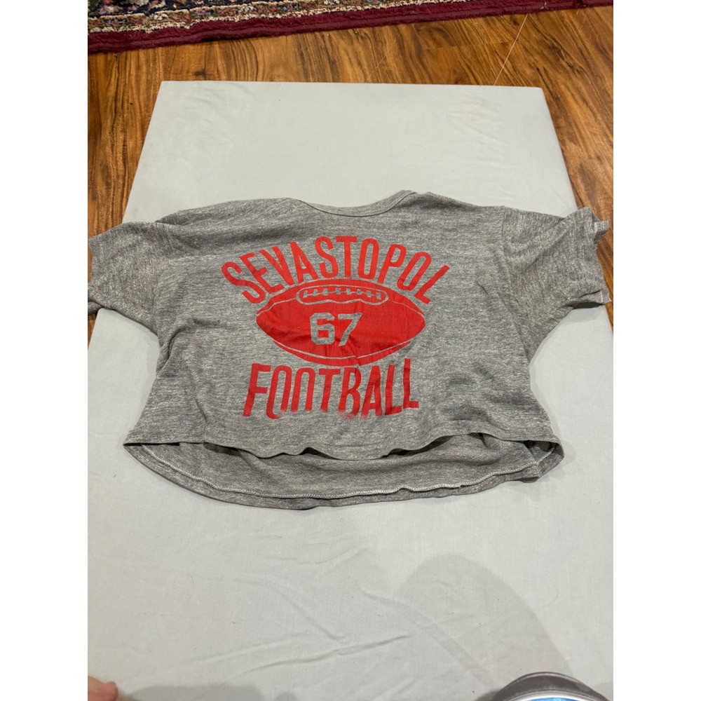 Sporty Youth Russell Athletic Football Graphic Crop Top M Gray